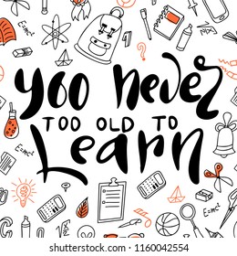 Welcom to school hand writing quote. Typography for banners or posters. Hand drawn lettering vector.
