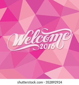 welcome 2016 polygon happy new year pink girly