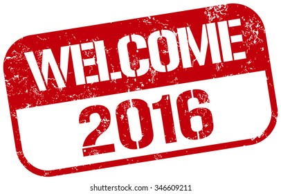 welcome 2016 stamp - Shutterstock ID 346609211