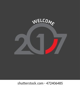 Welcome 2017 Creative numbers Happy new year creative design for your greetings card, flyers, invitation, posters, brochure, banners, Chinese New Year calendar Gray Numbers over Black background