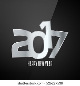 Welcome 2017 Creative total silver numbers for your greetings card, flyers, invitation, posters, brochure, banners, calendar Gray Numbers over Black background