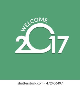 Welcome 2017 Happy new year creative design for your greetings card, flyers, invitation, posters, brochure, banners, calendar Green Background. Chinese New Year Vector illustration