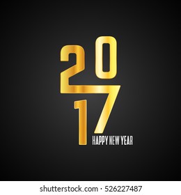 Welcome 2017 new re-arranged golden Creative numbers for your greetings card, flyers, invitation, posters, brochure, banners, calendar Gray Numbers over Black background
