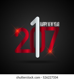Welcome 2017 red and silver Creative numbers for your greetings card, flyers, invitation, posters, brochure, banners, calendar Gray Numbers over Black background