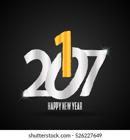 Welcome 2017 silver Creative numbers for your greetings card, flyers, invitation, posters, brochure, banners, calendar Gray Numbers over Black background