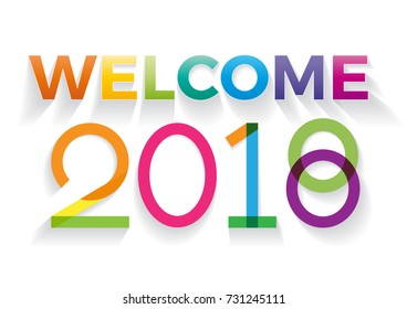 welcome 2018 creative colorful text