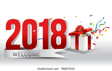 welcome 2018. happy new year vector template