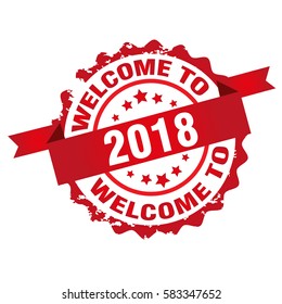 Welcome to 2018 new year stamp. Sign.Seal.Logo