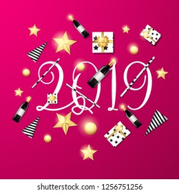 Welcome 2019 pink background template