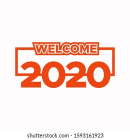Welcome 2020 logo design with rectangle