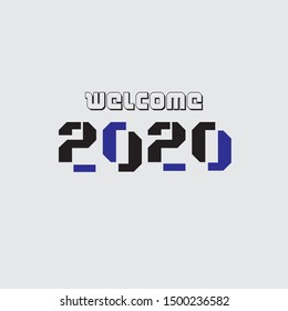 Welcome 2020, vector template for greeting, new month