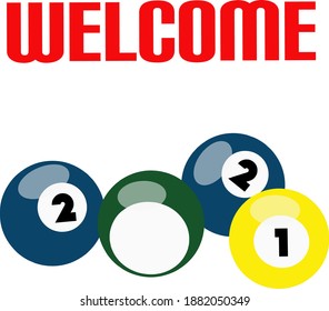 welcome 2021 greeting cards, posters, banners with billiard ball icon pattern style. happy new year.