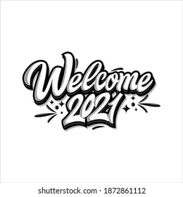 welcome 2021 logo, 2021 lattering text vector, 2021