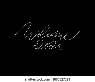 Welcome 2021 vector trendy line art calligraphy