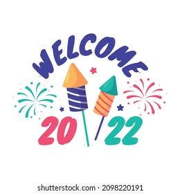 Welcome 2022 Firework Celebrate Vector
