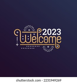 Welcome 2023 with lettering typography style for greeting card vector illustration