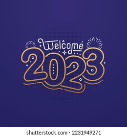 Welcome 2023 with lettering typography style for greeting card vector illustration