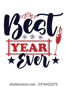 Welcome 2024 Happy new year Shirt print template, typography design for Shirt, mug, iron, glass, sticker, hoodie, pillow, phone case, poster, season, logo,