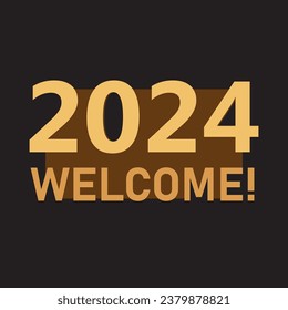 Willkommen 2024, Neujahr, Vektorgrafik 2024