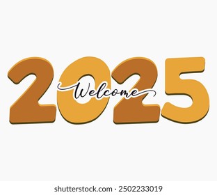 Bienvenido 2025 Svg, Años Nuevos Svg, Feliz Año Nuevo Svg, Diseño De Camiseta De Caligrafía, Archivo De Corte De Año Nuevo, Silueta