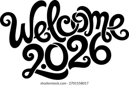 Logotipo de Vector de tipografía de texto de bienvenida 2026 Signo de año Nuevo