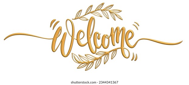 Pasos vectoriales de tipografía de texto de bienvenida 3d