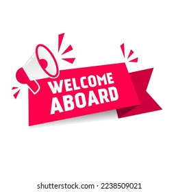 Welcome aboard banner design. Flat icon.