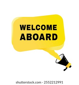 Welcome aboard banner flat vector label, sign. vector illustration design template.
