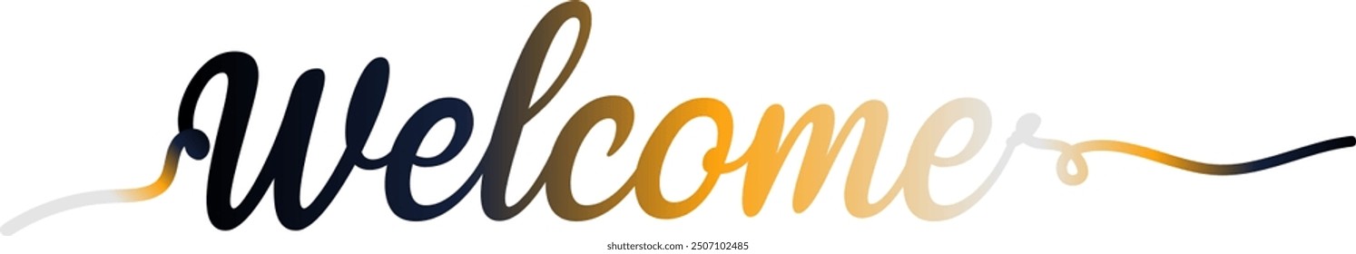 WELCOME ABOARD black vector brush calligraphy banner, WELCOME ABOARD gradient color text