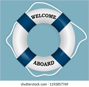 "Welcome Aboard" lifebuoy. Vector Illustration