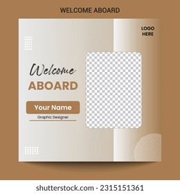 Welcome aboard welcome to the team banner social media post design