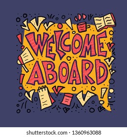 Welcome Aboard Card Template Hand Drawn Stock Illustration 1448781347 ...