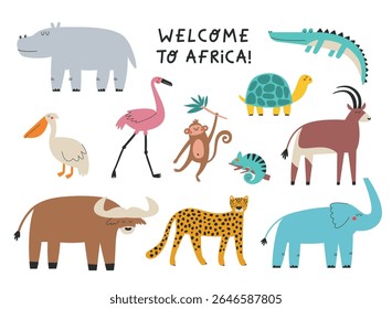 Bem-vindo à África - Animais selvagens e aves Clipart Set
