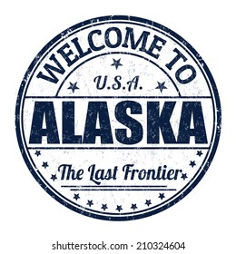 Welcome to Alaska grunge rubber stamp on white background, vector illustration