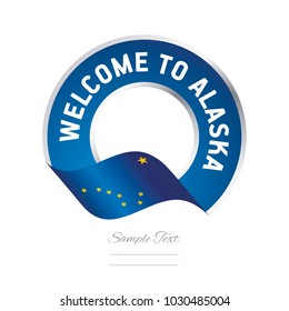 Welcome To Alaska USA Flag Ribbon Travel Logo Icon Stamp