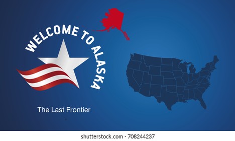 Welcome to Alaska USA map banner logo icon