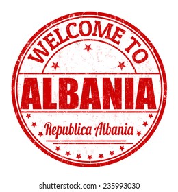 Welcome to Albania grunge rubber stamp on white background, vector illustration