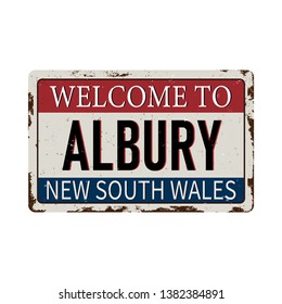 welcome to albury australia rusty plaque sign