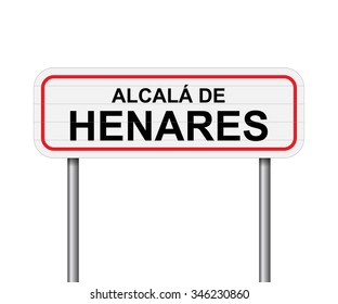 Welcome to Alcala de Henares Spain road sign vector