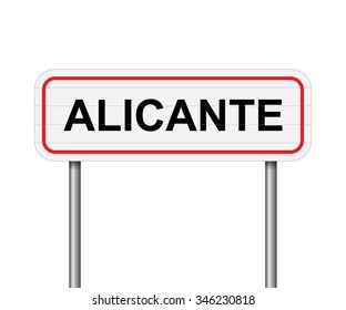 Welcome to Alicante Spain road sign vector