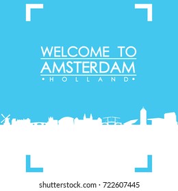 Welcome to Amsterdam Skyline City Flyer Design Vector art.