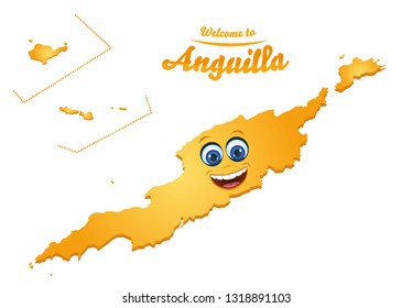 Welcome to Anguilla happy face map illustration