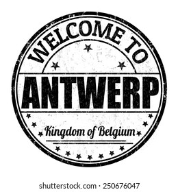 Welcome to Antwerp, Belgium grunge rubber stamp on white background, vector illustration