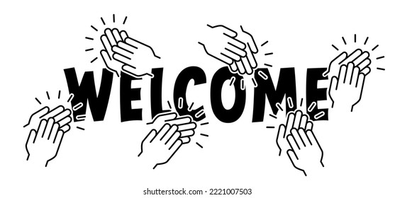 Welcome And Applause Icon. Salutation, Reception Or Greeting Idea. Clap Hand Pictogram. Clapping Hands. People Applaud. Salute, Claps Symbol. Welcoming And Applauding. Welcome Home. Crowd Cheering.