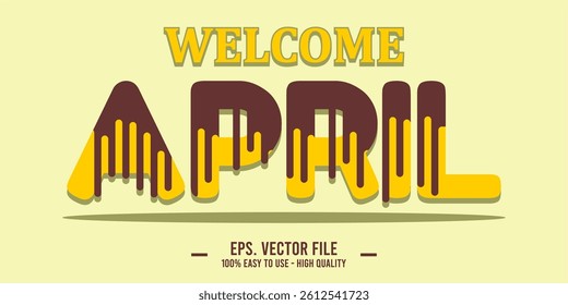 Welcome April Art typography design vector, retro vintage style.