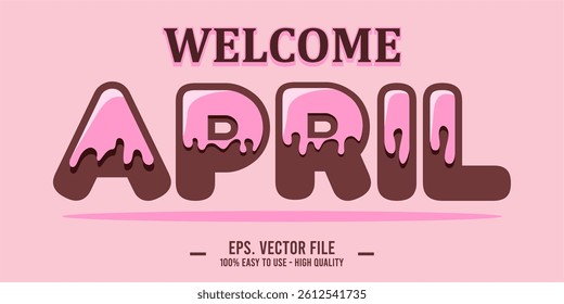 Welcome April Art typography design vector, retro vintage style.