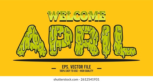 Welcome April Art typography design vector, retro vintage style.