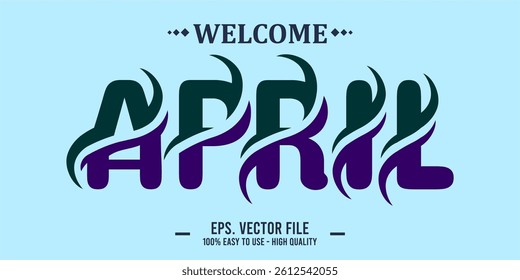 Welcome April Art typography design vector, retro vintage style.