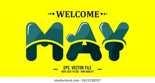 Welcome April Art typography design vector, retro vintage style.