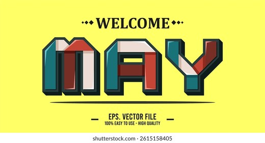 Welcome April Art typography design vector, retro vintage style.